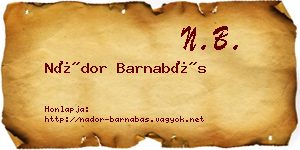 Nádor Barnabás névjegykártya